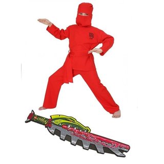 Fries Kostüm Ninja rot mit Lego Chima Schwert 116 - 164