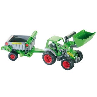 Wader 8718 Farmer Technic Traktor mit Frontschaufel und Kippanhänger