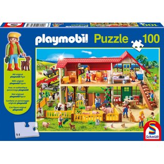 Schmidt Puzzle 56163 - Playmobil Bauernhof 100 Teile mit Figur