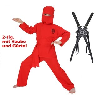 Fries Kostüm Ninja rot mit Doppelschwert 104