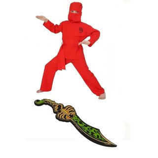 Fries Kostüm Ninja rot mit Lego Chima Scorpion Schwert 104 - 164