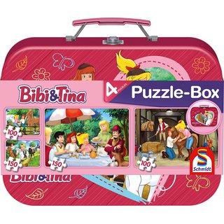 Schmidt Puzzle-Box 56509 - Bibi & Tina 2x100, 2x150 Teile im Metallkoffer