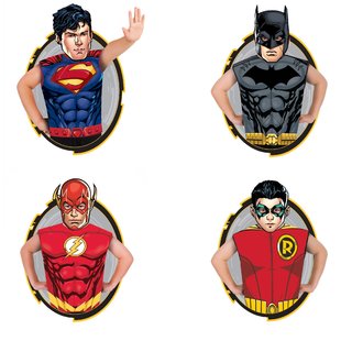 Rubies Kostüm DC Boys T-Shirt mit Maske Superman / Flash / Batman / Robin Robin