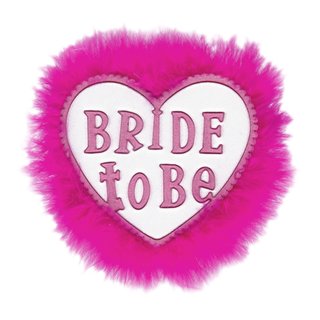 WIDMANN 8844B Brosche weiss "Bride to be" mit pinken Federn