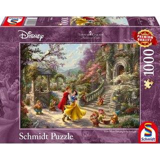 Schmidt Puzzle 59625 - 1000 Teile - Thomas Kinkade, Disney - Schneewittchen tanzt im Sonnenschein